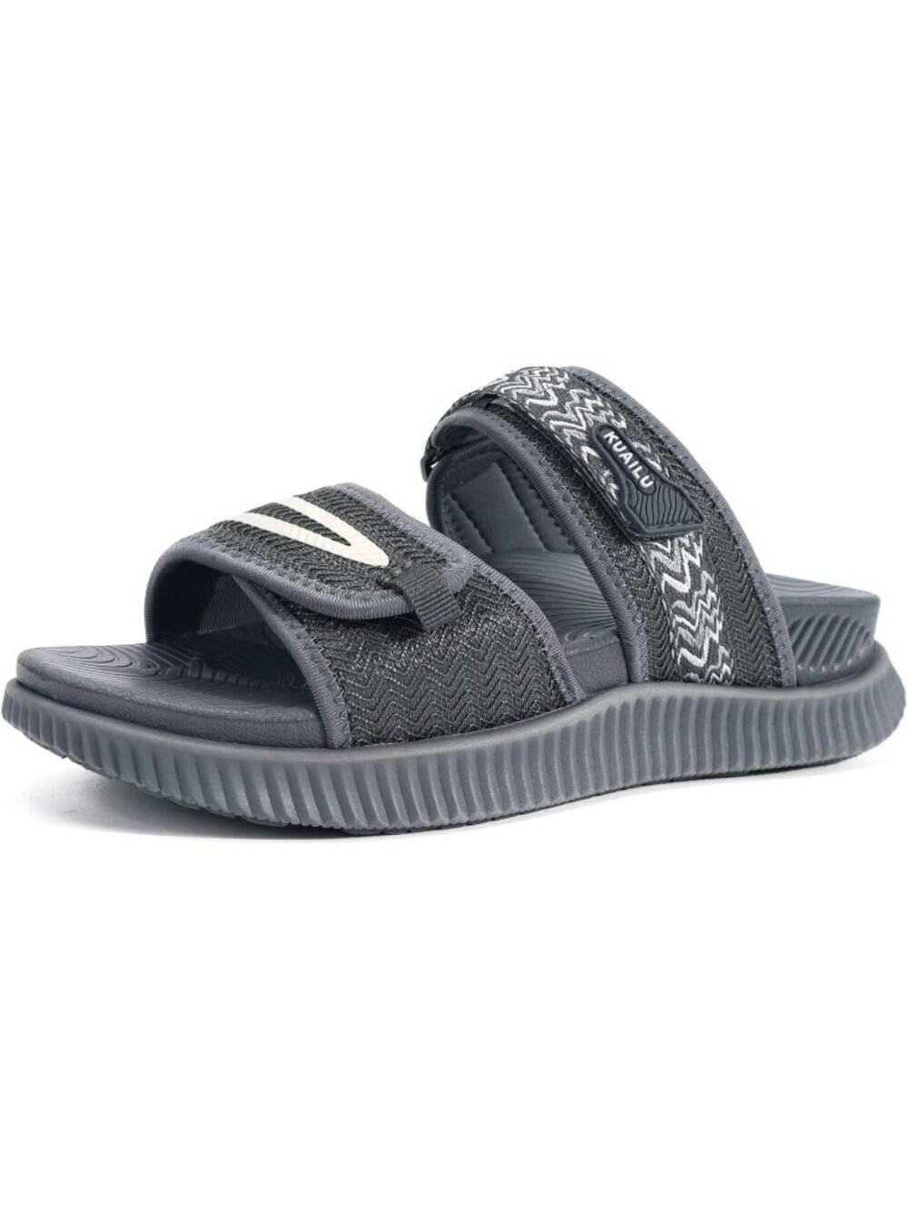 Women's Dark Grey Orthotic Adjustable Strap Slides Arch Support Slip On Sandals